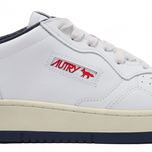 White and Blue Medalist Sneakers