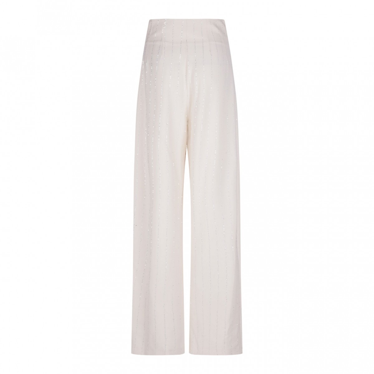 White Embellished-Waist Trousers