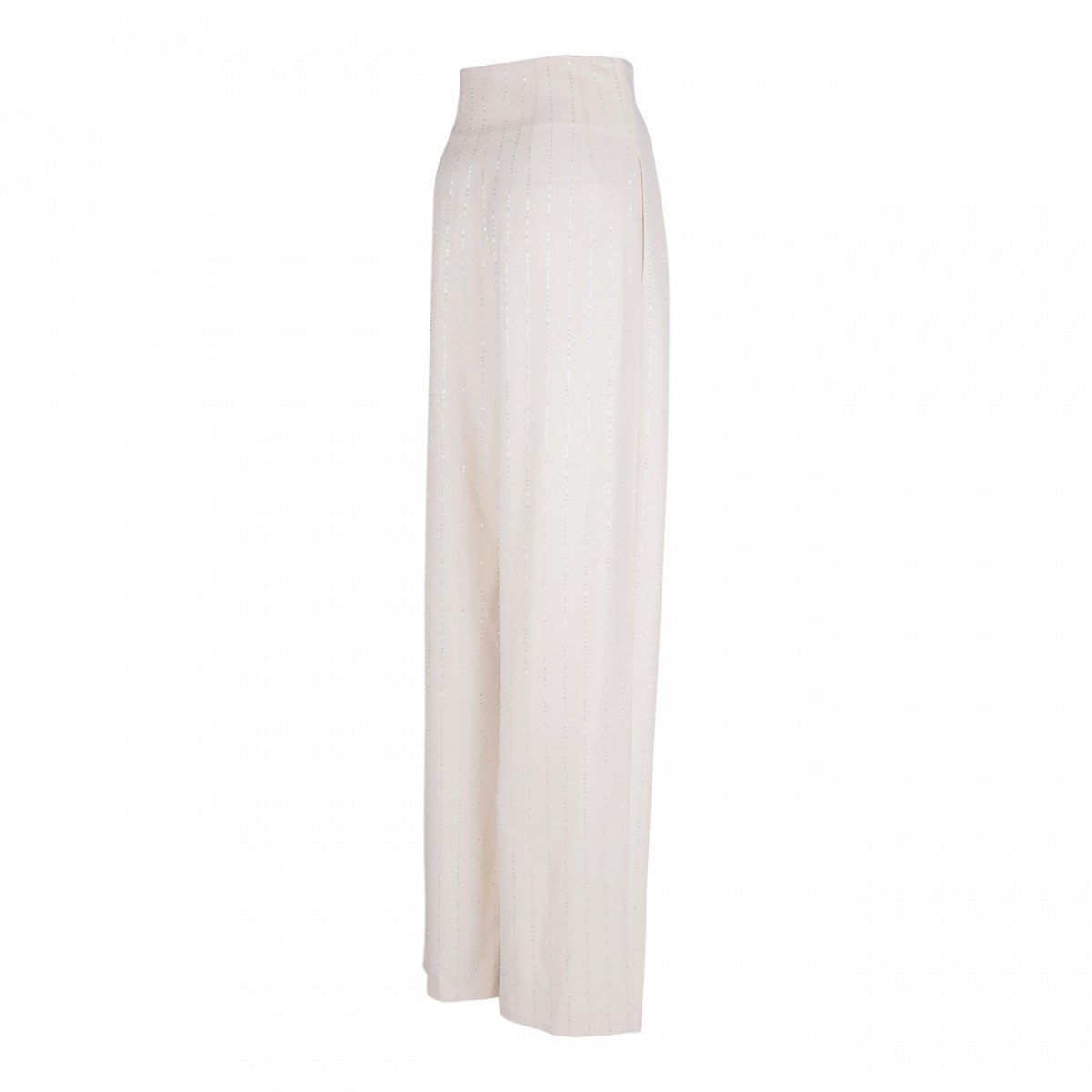 White Embellished-Waist Trousers
