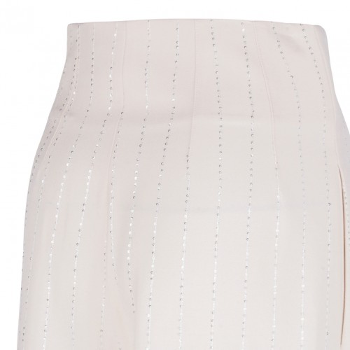 White Embellished-Waist Trousers