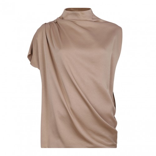 Beige Top In Enver Satin