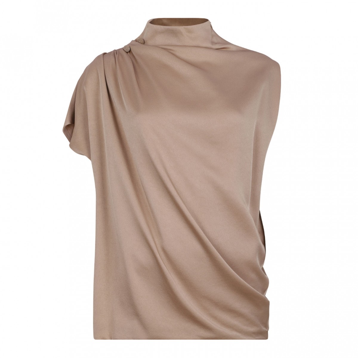 Beige Top In Enver Satin