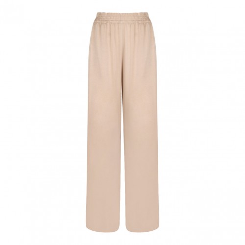 Beige Amelia Trousers In Enver Satin