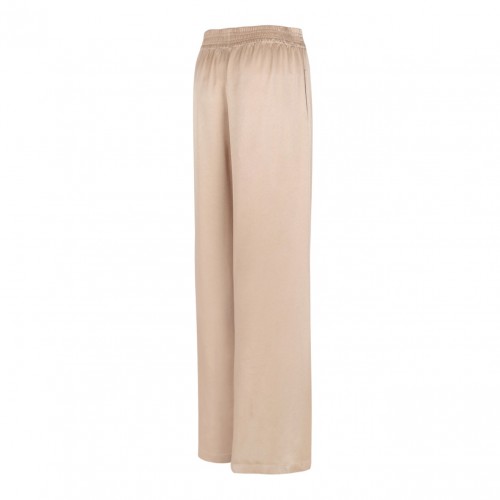 Beige Amelia Trousers In Enver Satin