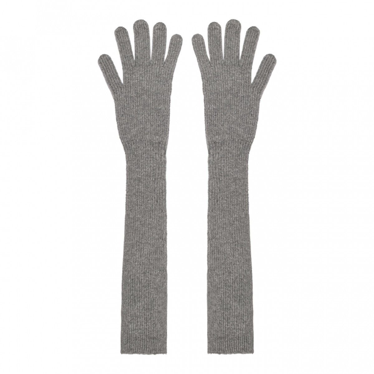 Grey Long Knitted Gloves