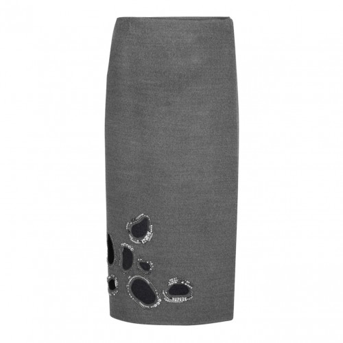 Grey Double Wool Skirt