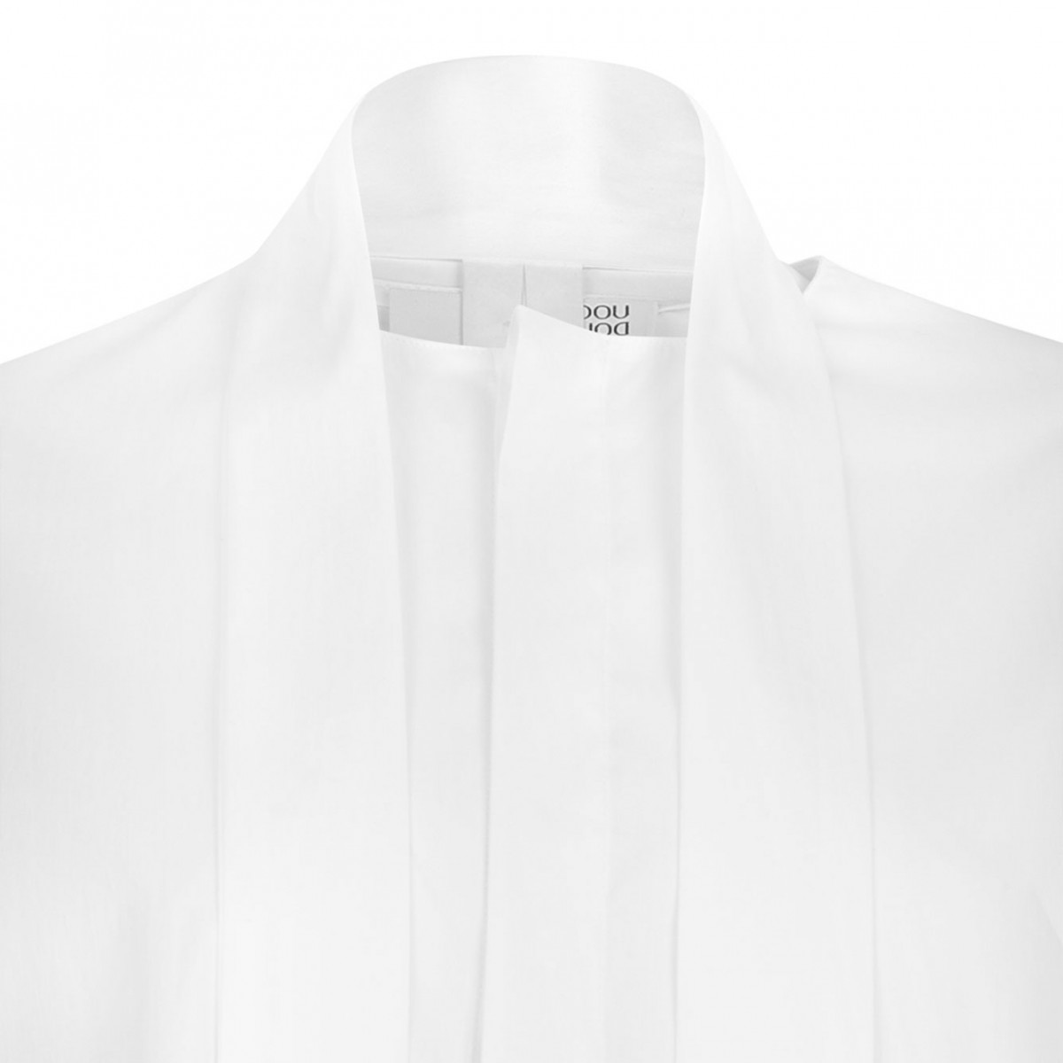 White Silk Blend Tie-Neck Blouse