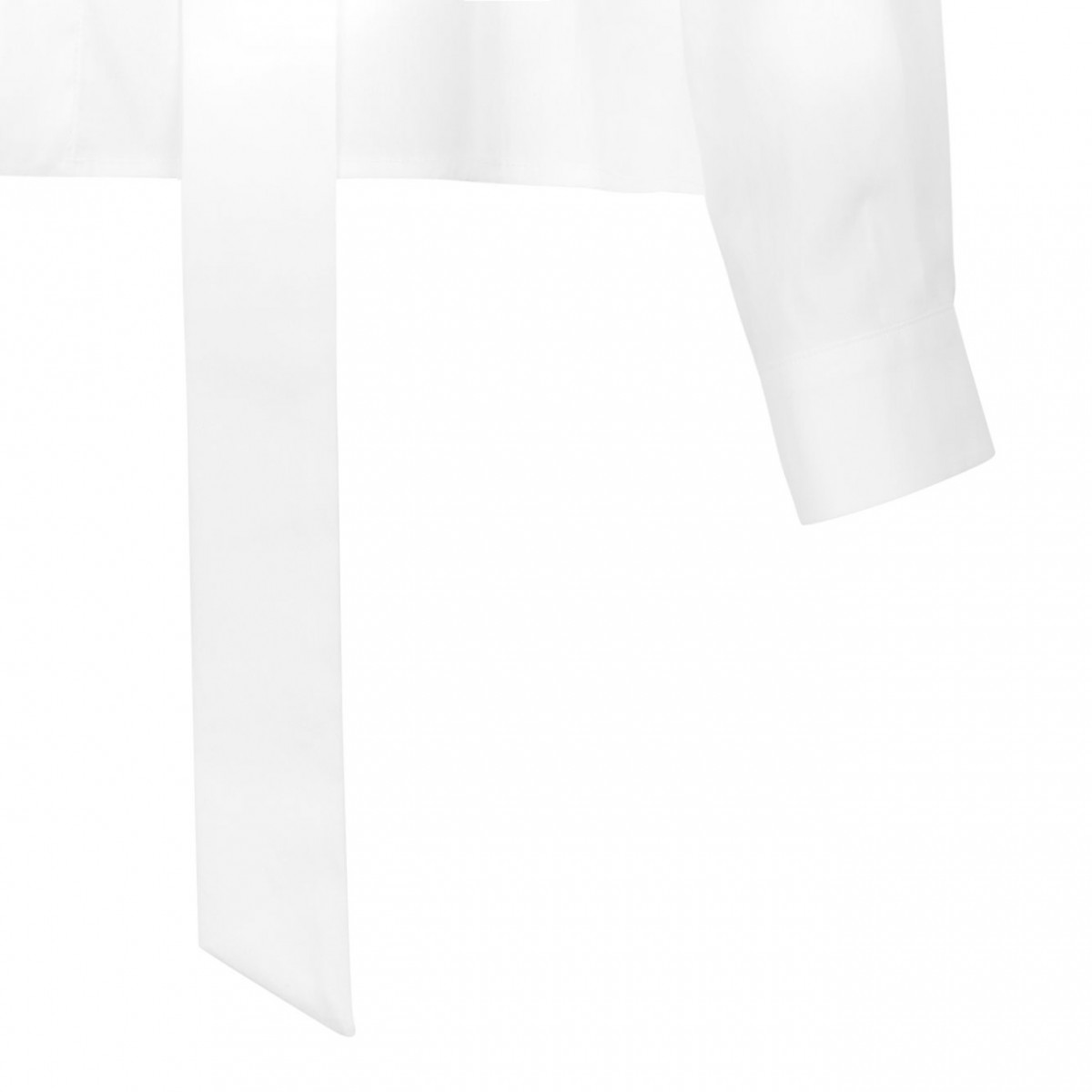 White Silk Blend Tie-Neck Blouse