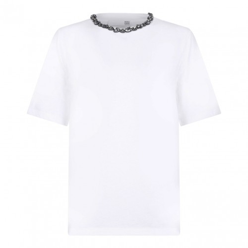 White Crystal Embellished T-Shirt