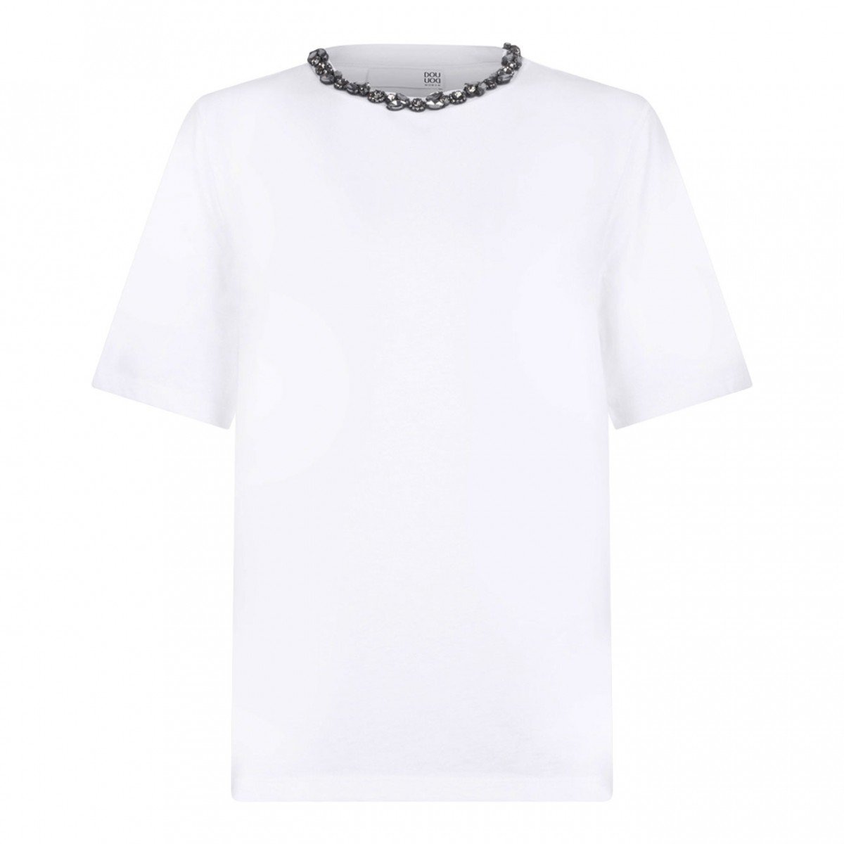 White Crystal Embellished T-Shirt