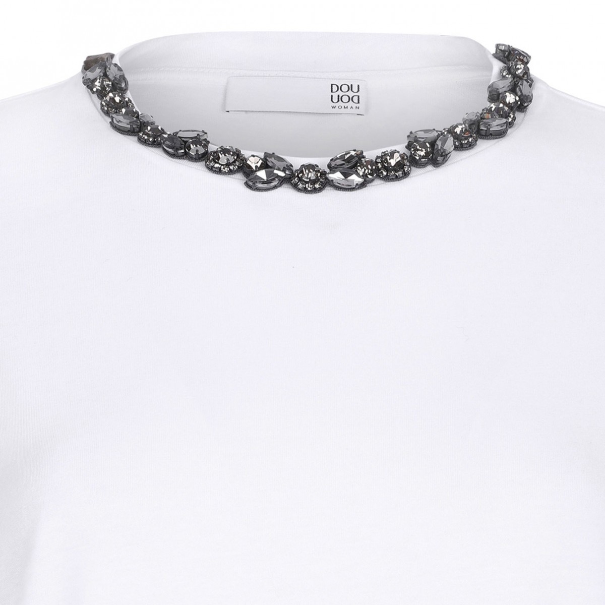 White Crystal Embellished T-Shirt