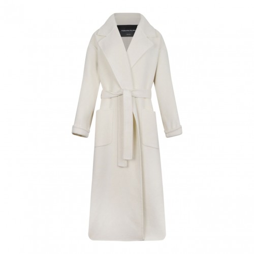 White Double Wool And Soft Cashmere Coat