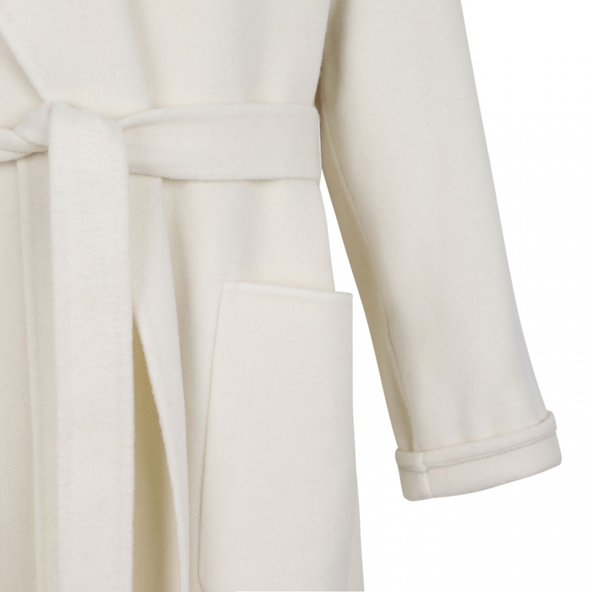 White Double Wool And Soft Cashmere Coat
