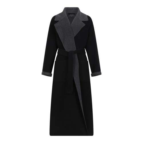 Black Double Wool And Soft Cashmere Coat