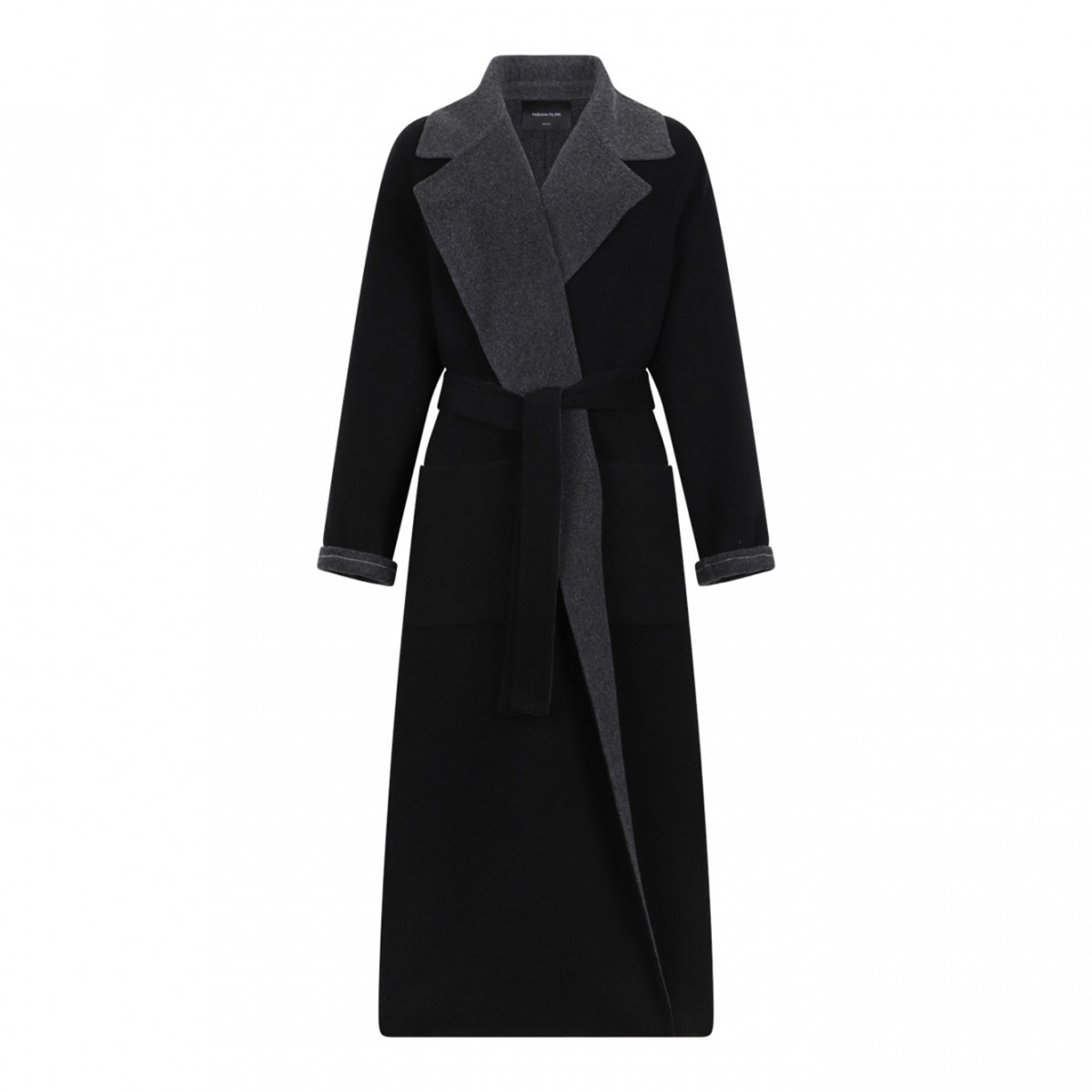 Black Double Wool And Soft Cashmere Coat