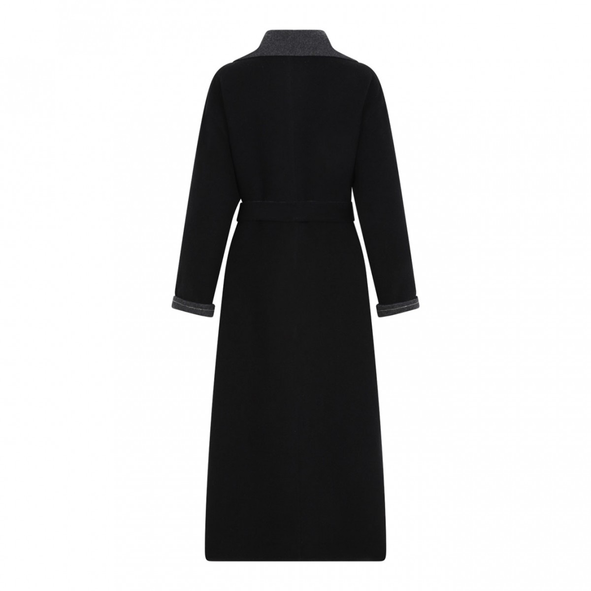 Black Double Wool And Soft Cashmere Coat