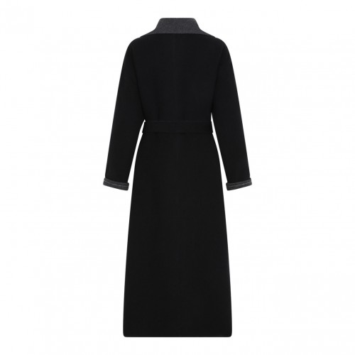 Black Double Wool And Soft Cashmere Coat