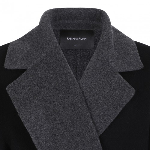 Black Double Wool And Soft Cashmere Coat