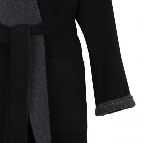 Black Double Wool And Soft Cashmere Coat