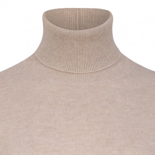 Beige Platinum Dress With Macrame Lace