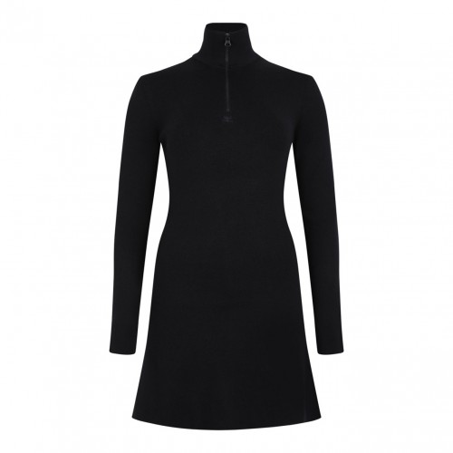 Black Zip-Closure Jersey Dress