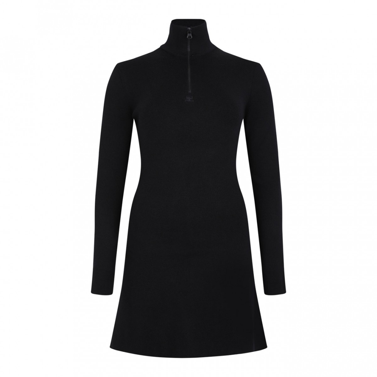 Black Zip-Closure Jersey Dress
