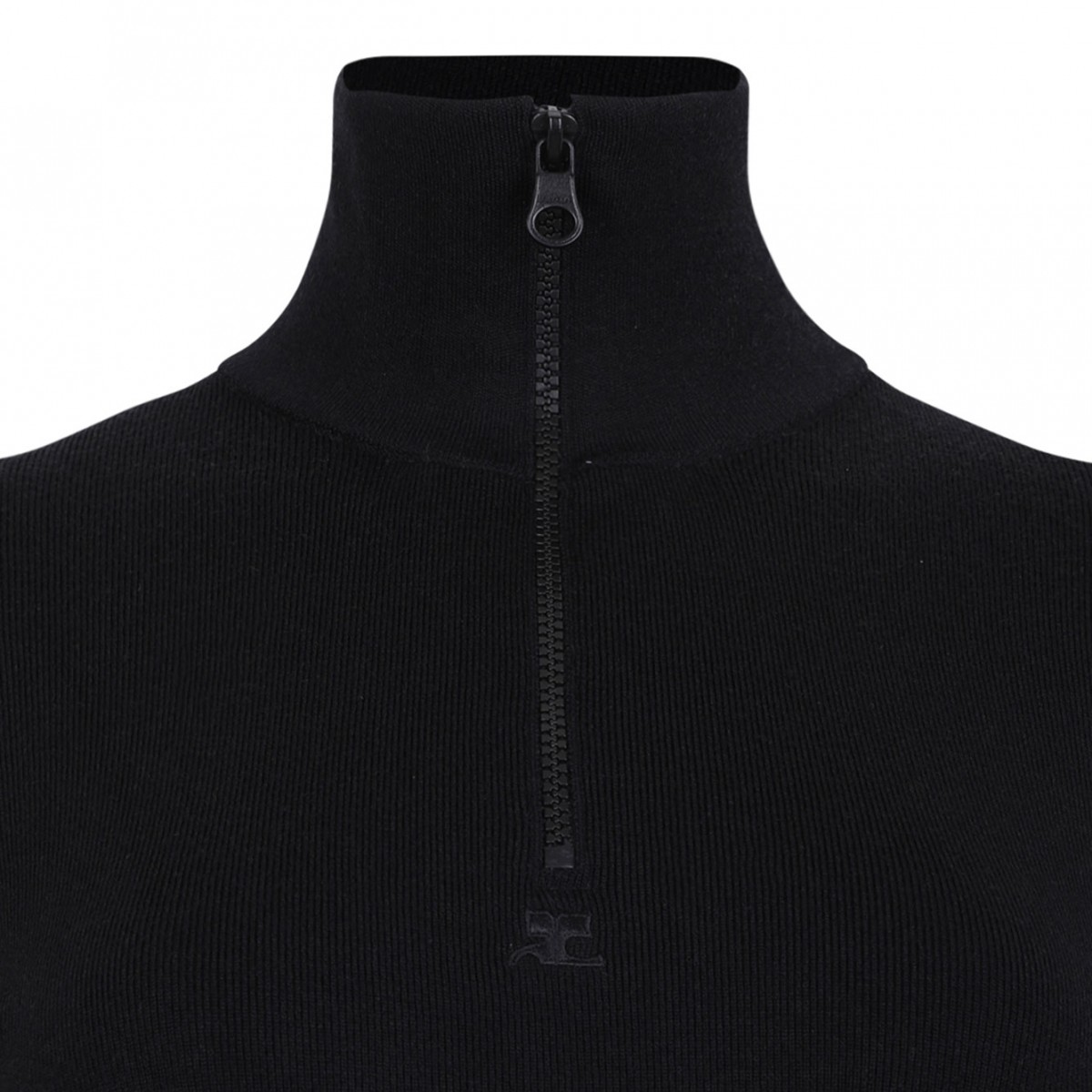 Black Zip-Closure Jersey Dress