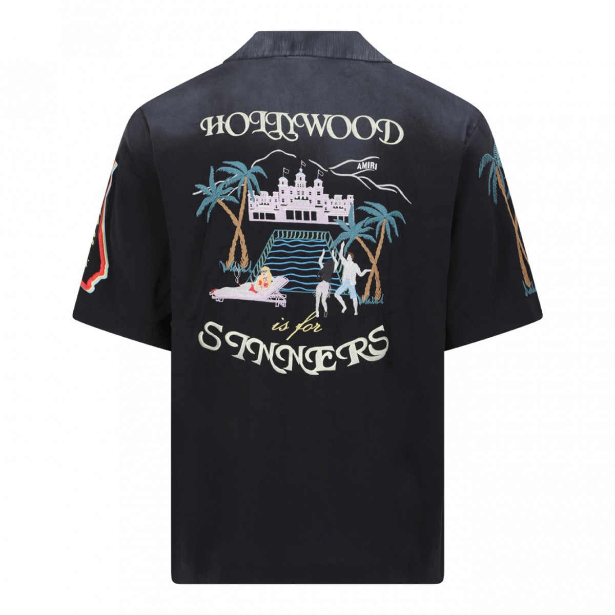 Black Embroidered Details Short Sleeves Shirt