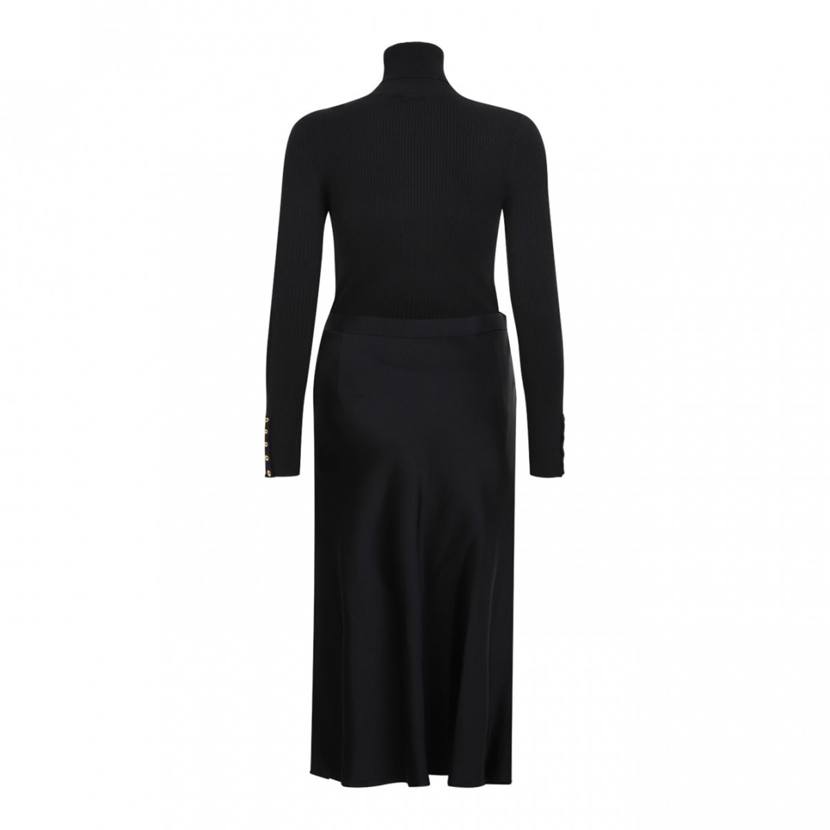 Black Logo Plaque Midi Dress
