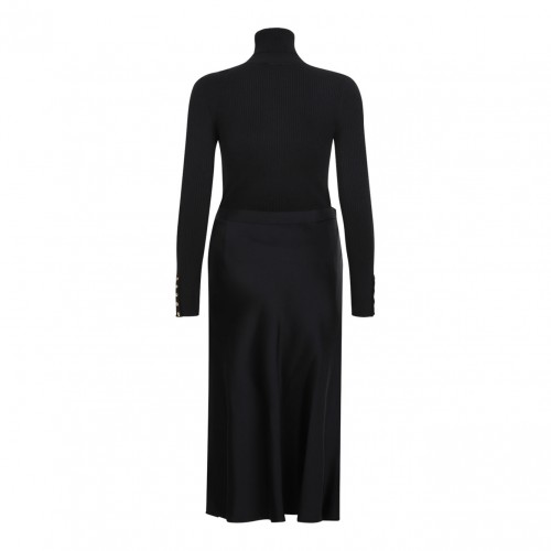 Black Logo Plaque Midi Dress