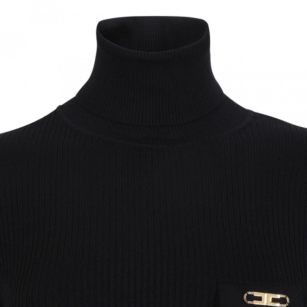 Black Logo Plaque Midi Dress