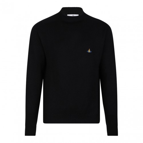 Black Orb-Embroidered Sweater