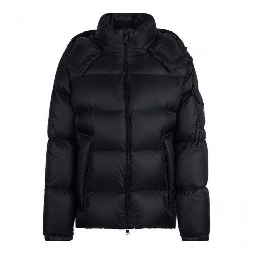 Black Removable-Hood Puffer Jacket