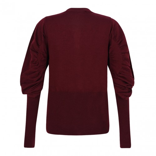 Bordeaux Puff Sleeve Buttoned Cardigan 2