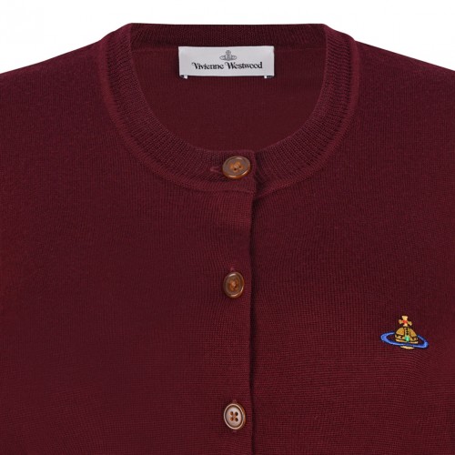 Bordeaux Puff Sleeve Buttoned Cardigan