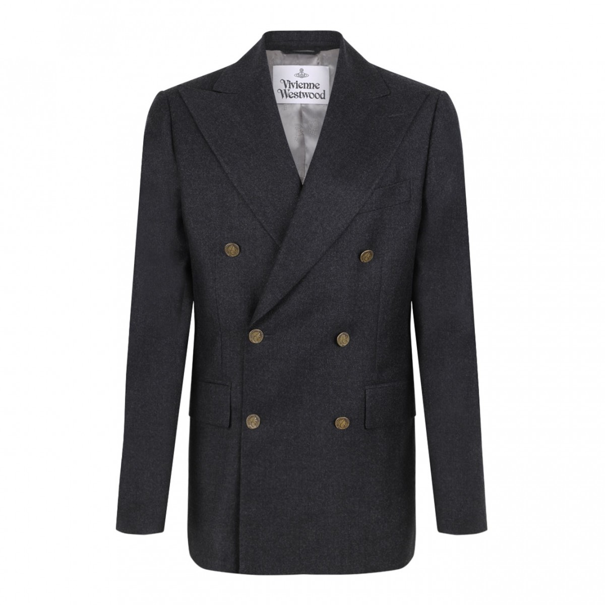 Charcoal Grey Captain Double-Breasted Blazer