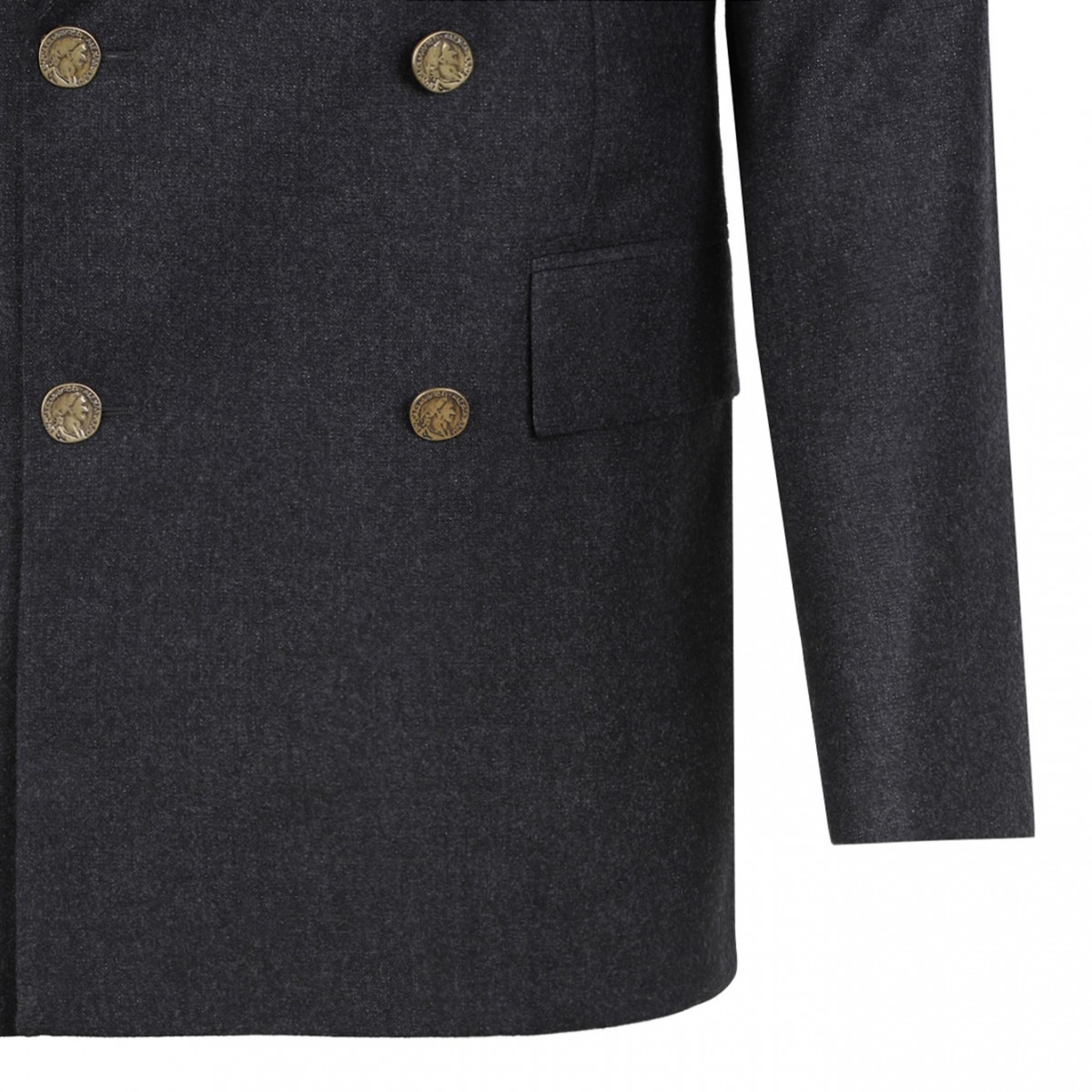 Charcoal Grey Captain Double-Breasted Blazer