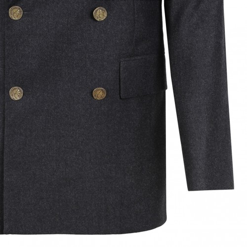 Charcoal Grey Captain Double-Breasted Blazer