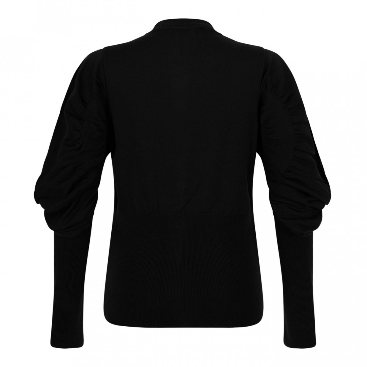 Black Puff Sleeve Buttoned Cardigan