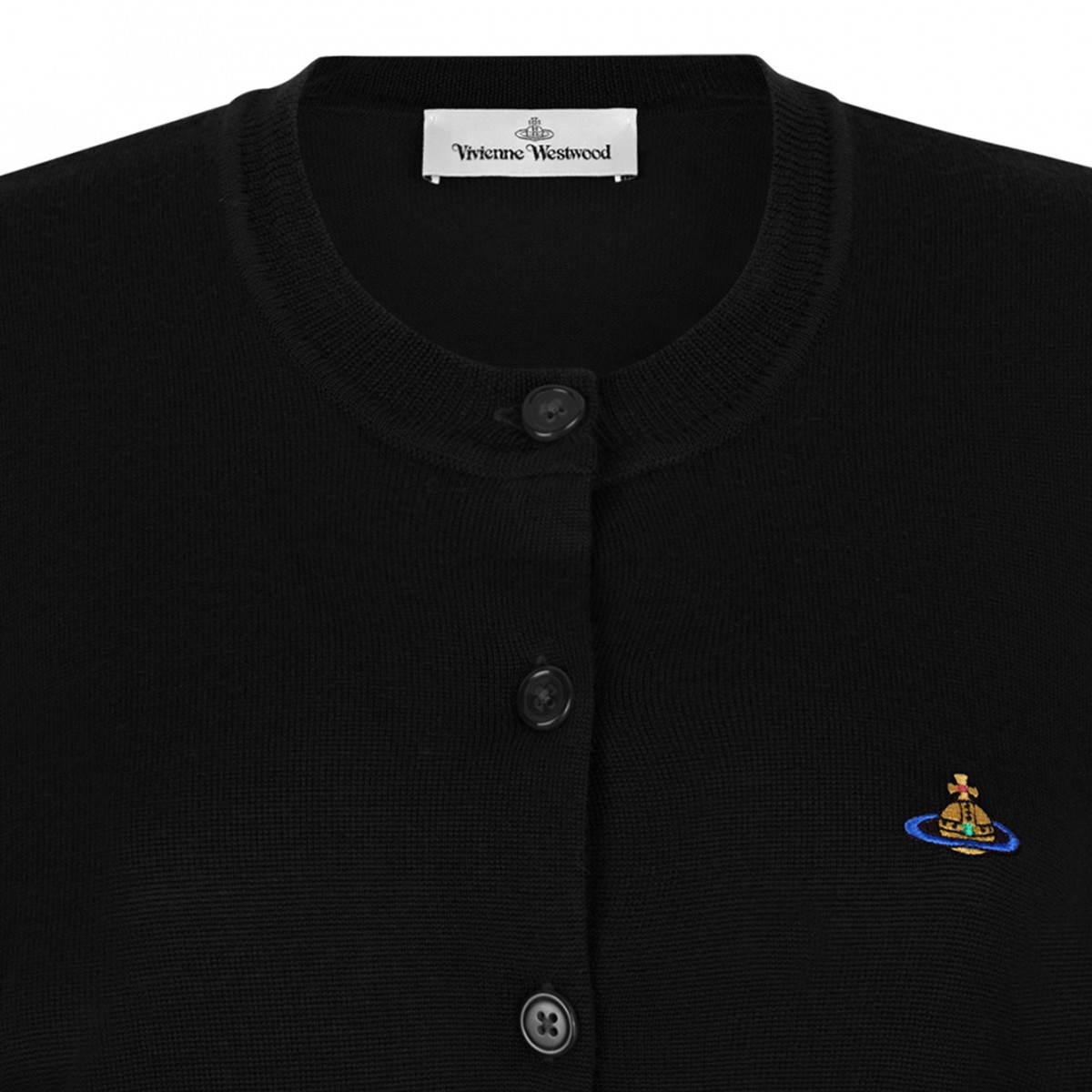 Black Puff Sleeve Buttoned Cardigan