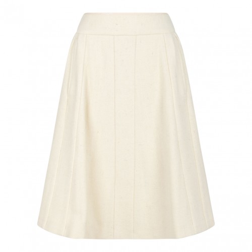 Off White Midi Pleated Skirt