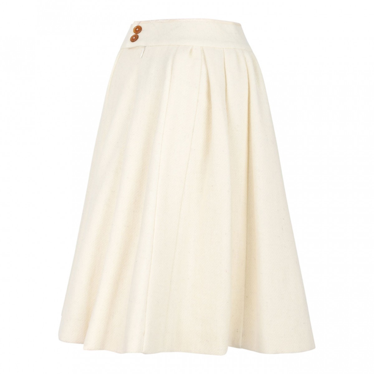 Off White Midi Pleated Skirt