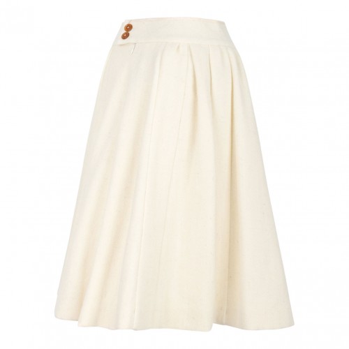 Off White Midi Pleated Skirt