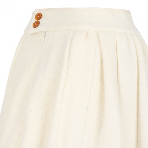 Off White Midi Pleated Skirt
