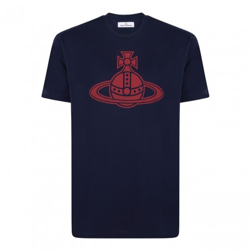 Navy Blue Logo Print T-Shirt