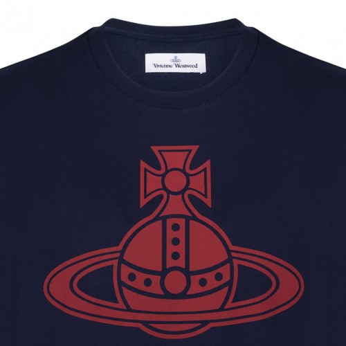 Navy Blue Logo Print T-Shirt
