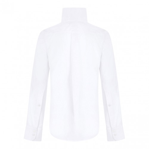 White Scarf-Collar Poplin Blouse 2