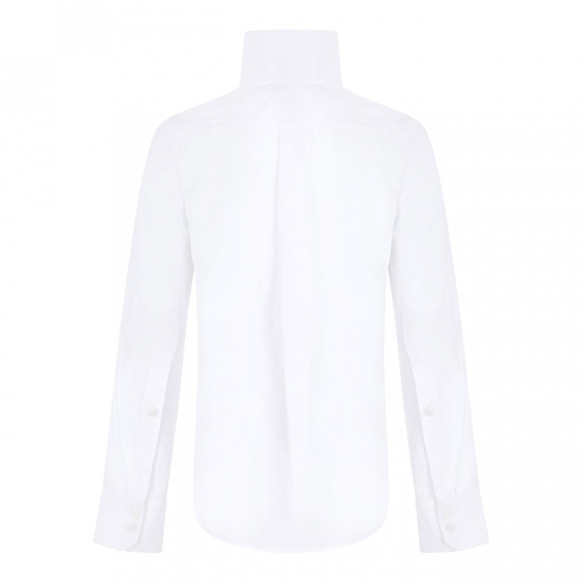 White Scarf-Collar Poplin Blouse