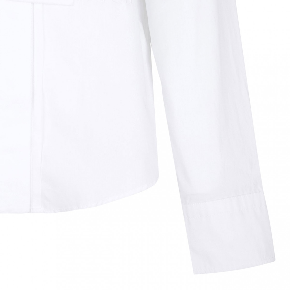 White Scarf-Collar Poplin Blouse