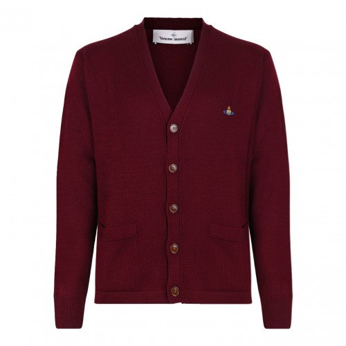 Red Orb-Embellishment Cardigan